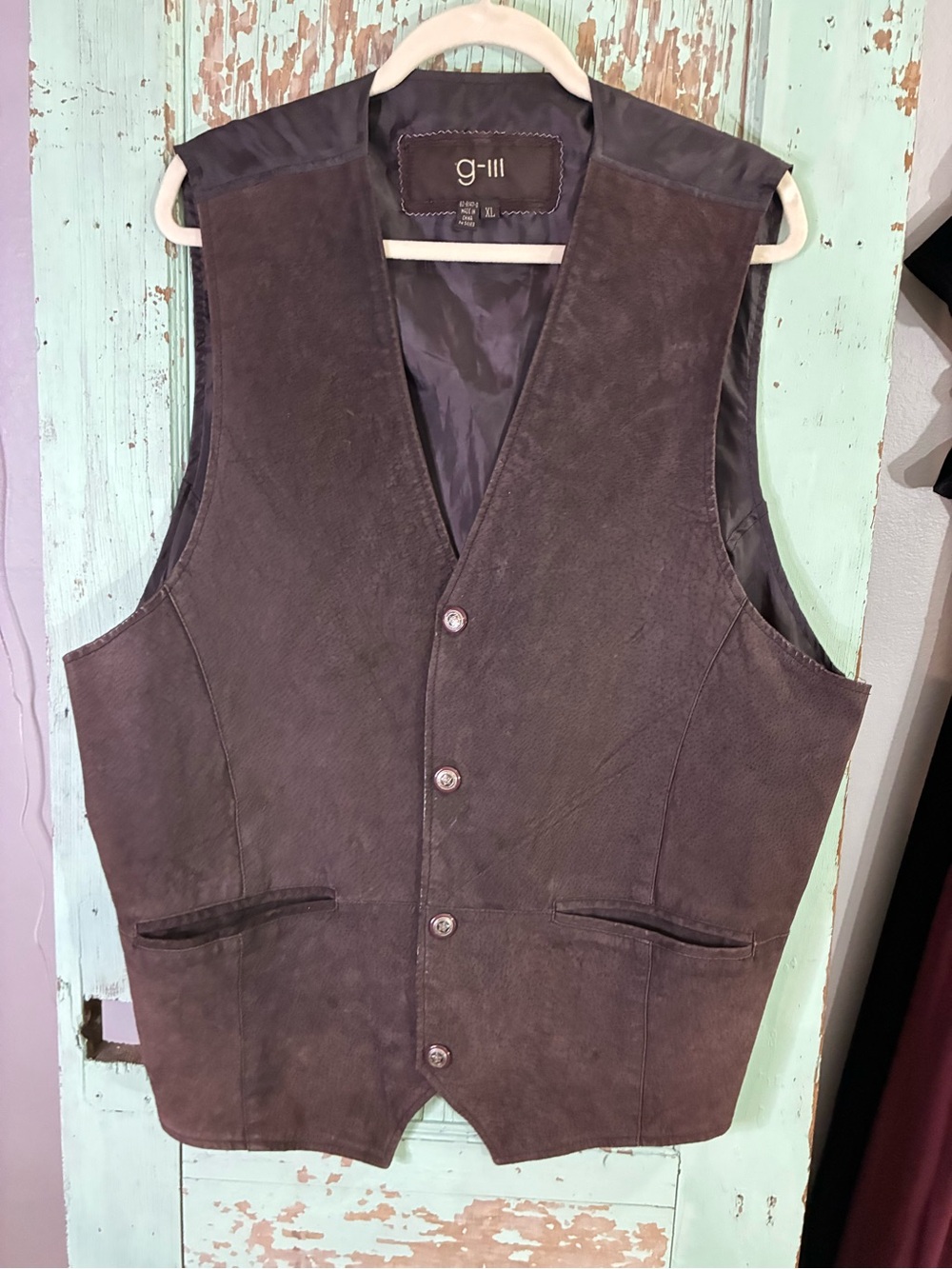 Men's Brown Suede Button Vest